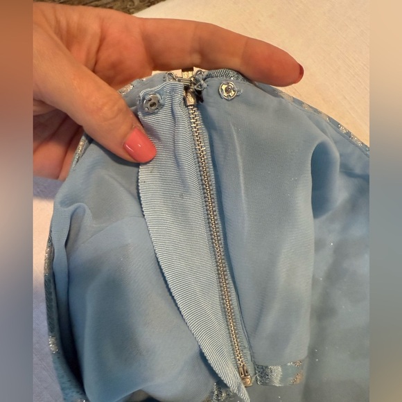 NBD Eris One Shoulder Blue Silver Metallic Leopard Top Blouse Medium - Picture 5 of 5